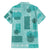 Vintage Lapita Family Matching Off Shoulder Short Dress and Hawaiian Shirt Iconic Double Face Pattern Turquoise LT05