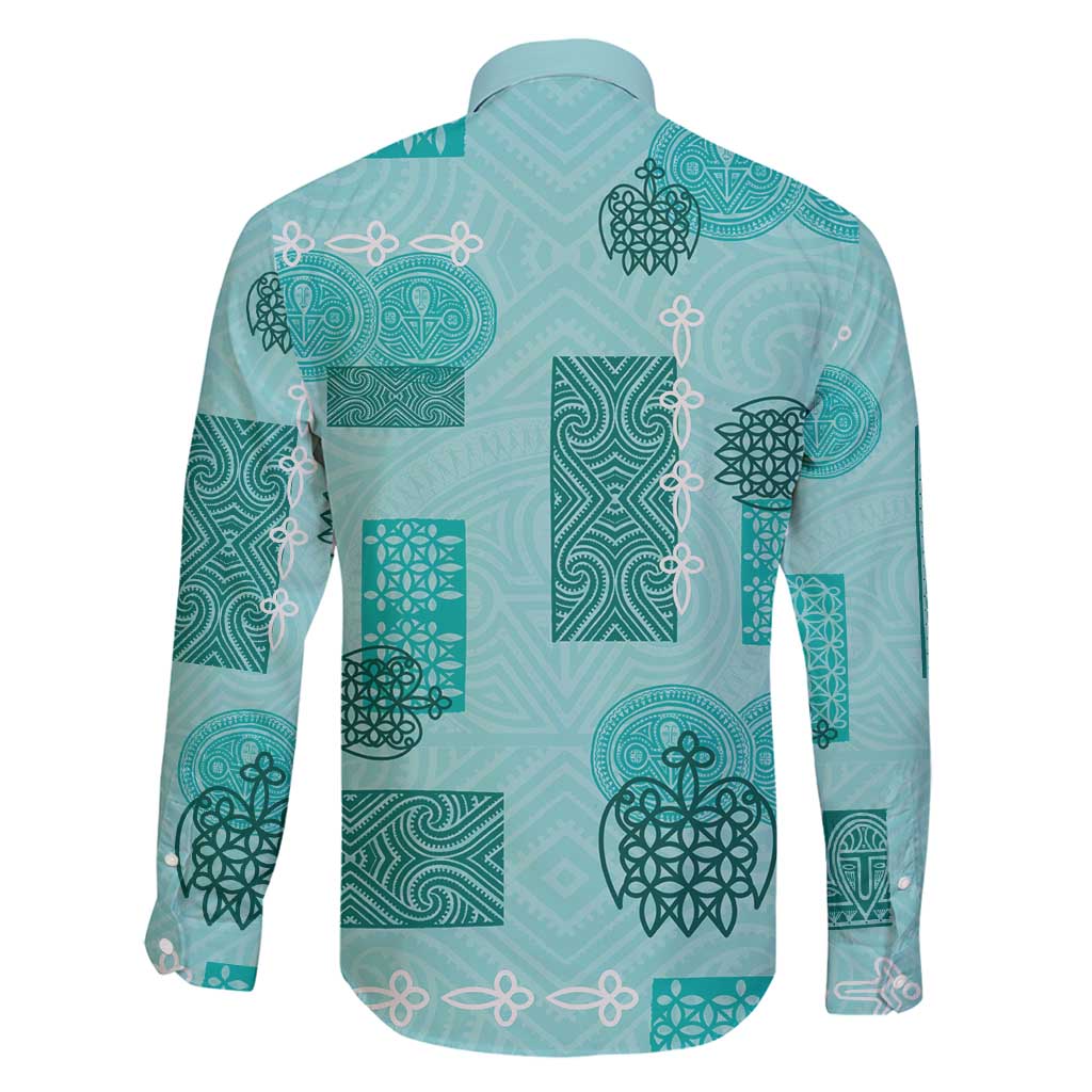 Vintage Lapita Family Matching Puletasi and Hawaiian Shirt Iconic Double Face Pattern Turquoise LT05