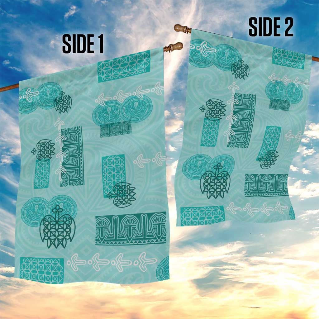 Vintage Lapita Garden Flag Iconic Double Face Pattern Turquoise LT05 - Polynesian Pride