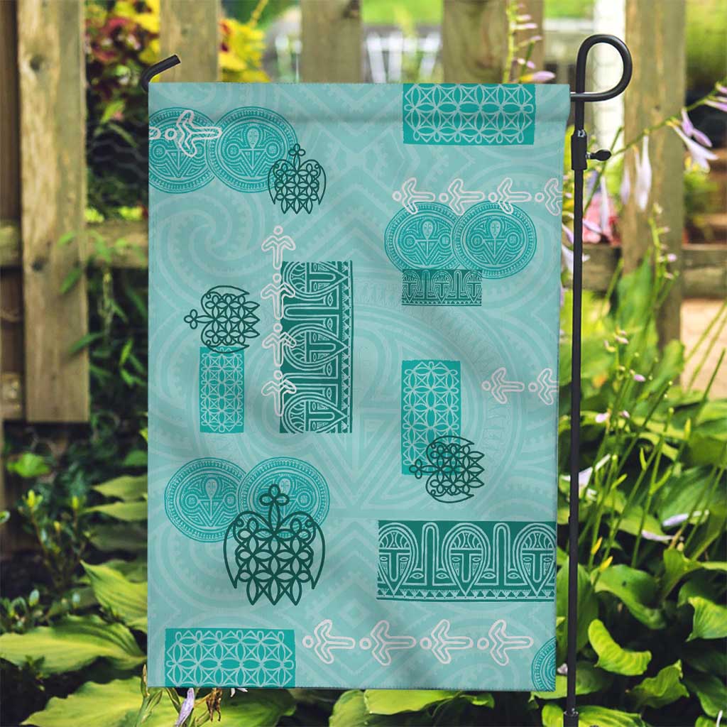 Vintage Lapita Garden Flag Iconic Double Face Pattern Turquoise LT05 Garden Flag Turquoise - Polynesian Pride