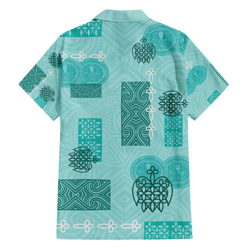 Vintage Lapita Hawaiian Shirt Iconic Double Face Pattern Turquoise LT05