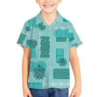Vintage Lapita Hawaiian Shirt Iconic Double Face Pattern Turquoise LT05