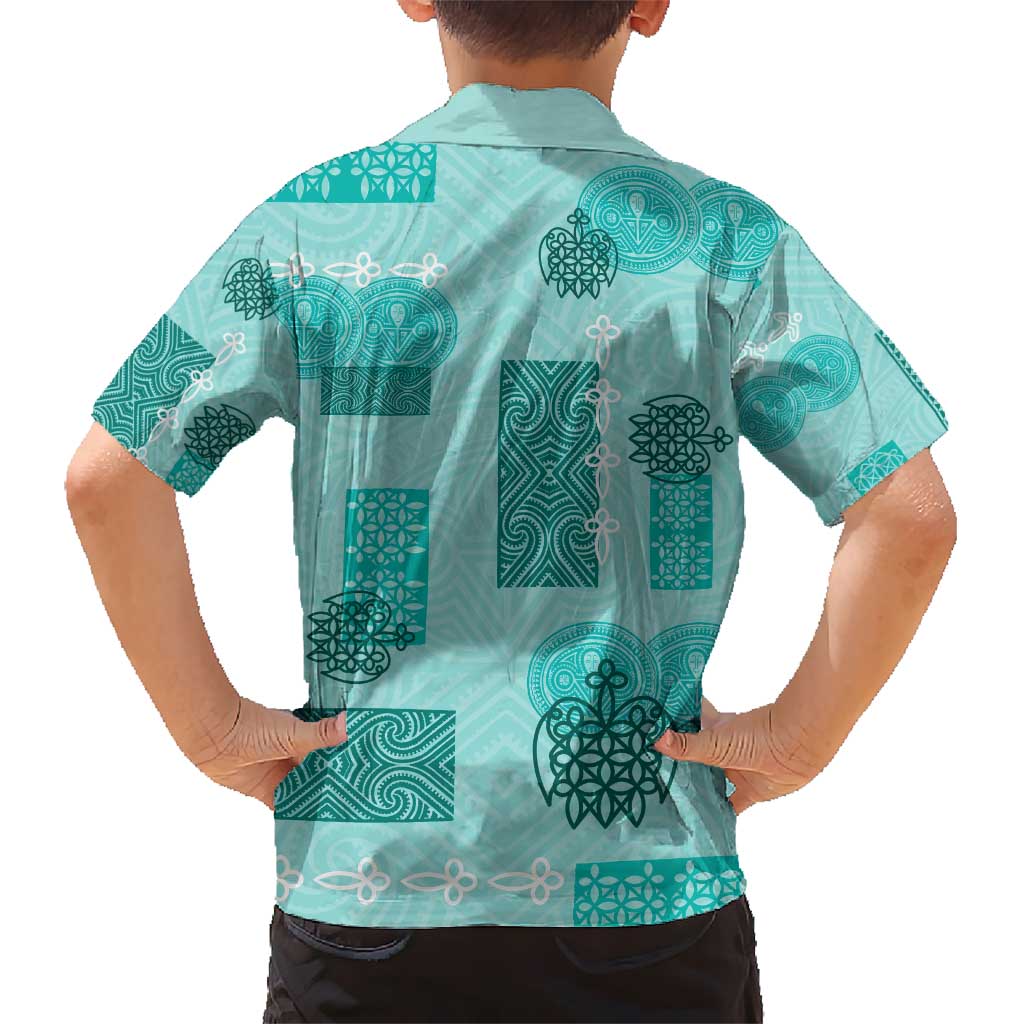 Vintage Lapita Hawaiian Shirt Iconic Double Face Pattern Turquoise LT05