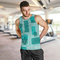 Vintage Lapita Men Tank Top Iconic Double Face Pattern Turquoise LT05 Turquoise - Polynesian Pride