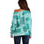 Vintage Lapita Off Shoulder Sweater Iconic Double Face Pattern Turquoise LT05