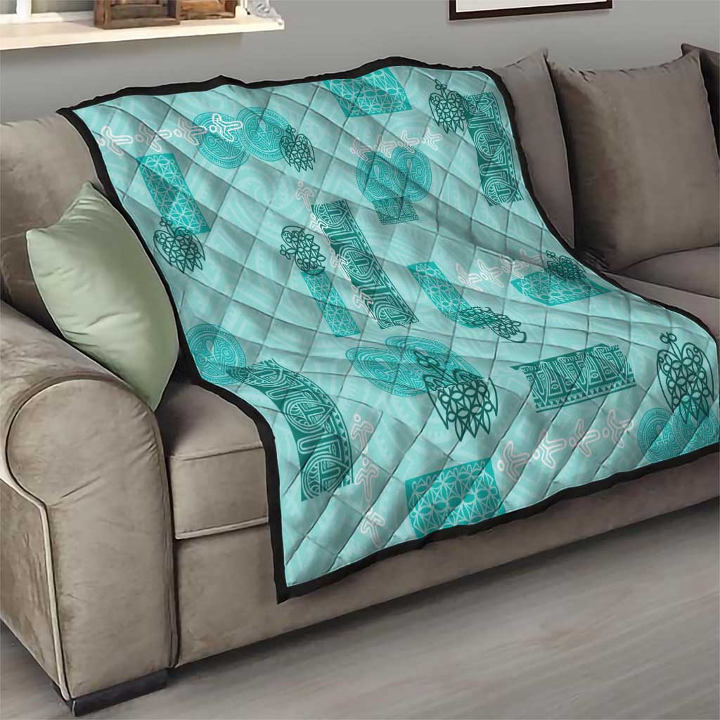Vintage Lapita Quilt Iconic Double Face Pattern Turquoise