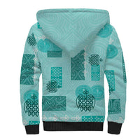 Vintage Lapita Sherpa Hoodie Iconic Double Face Pattern Turquoise LT05 - Polynesian Pride