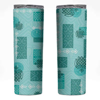 Vintage Lapita Skinny Tumbler Iconic Double Face Pattern Turquoise
