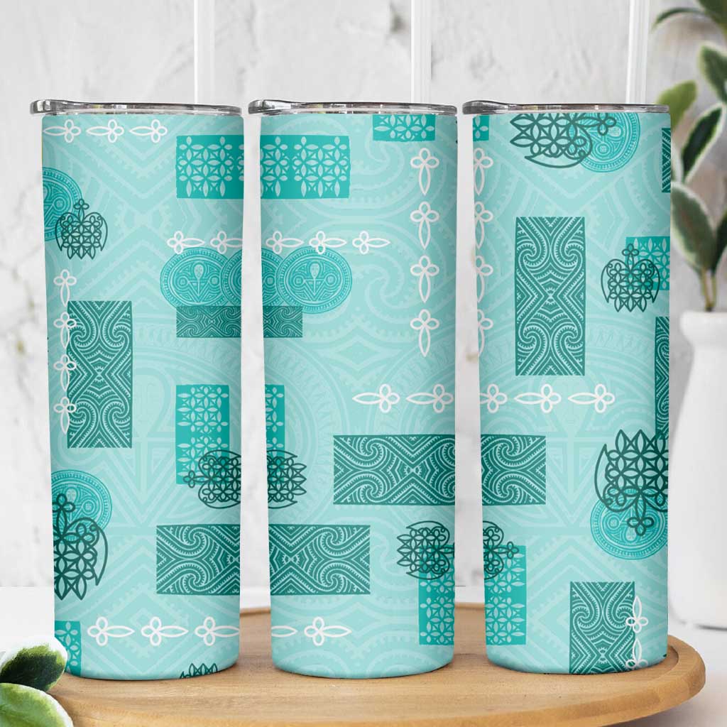 Vintage Lapita Skinny Tumbler Iconic Double Face Pattern Turquoise