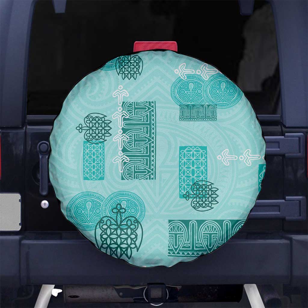 Vintage Lapita Spare Tire Cover Iconic Double Face Pattern Turquoise