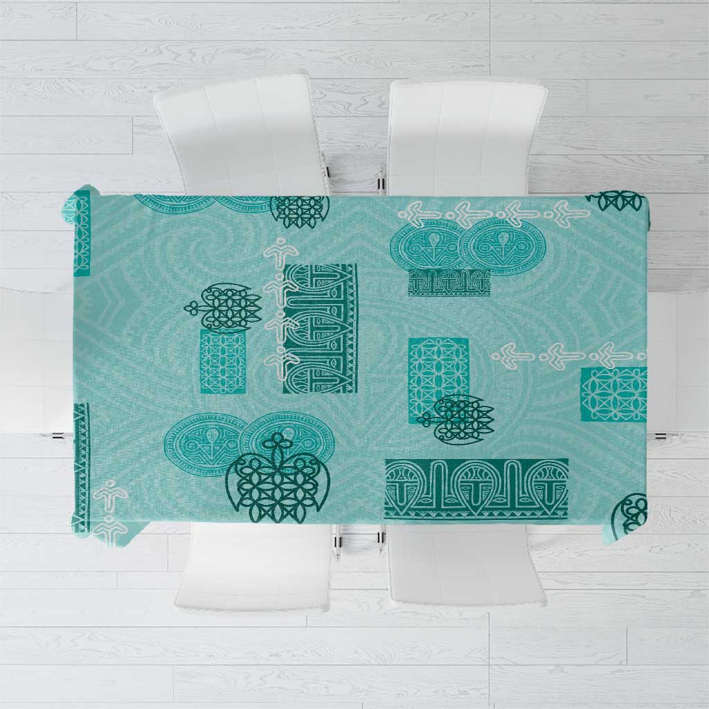 Vintage Lapita Tablecloth Iconic Double Face Pattern Turquoise