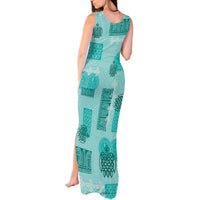 Vintage Lapita Tank Maxi Dress Iconic Double Face Pattern Turquoise LT05