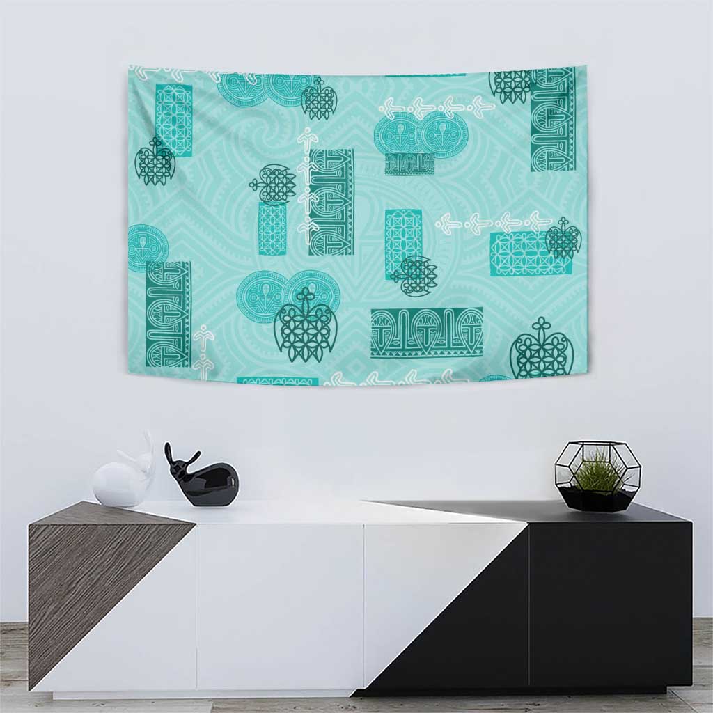 Vintage Lapita Tapestry Iconic Double Face Pattern Turquoise
