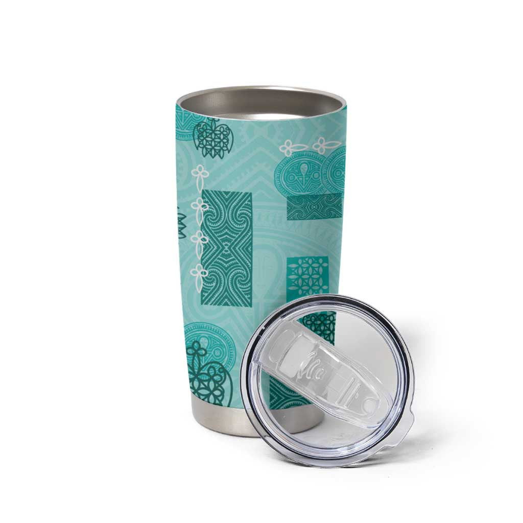 Vintage Lapita Tumbler Cup Iconic Double Face Pattern Turquoise