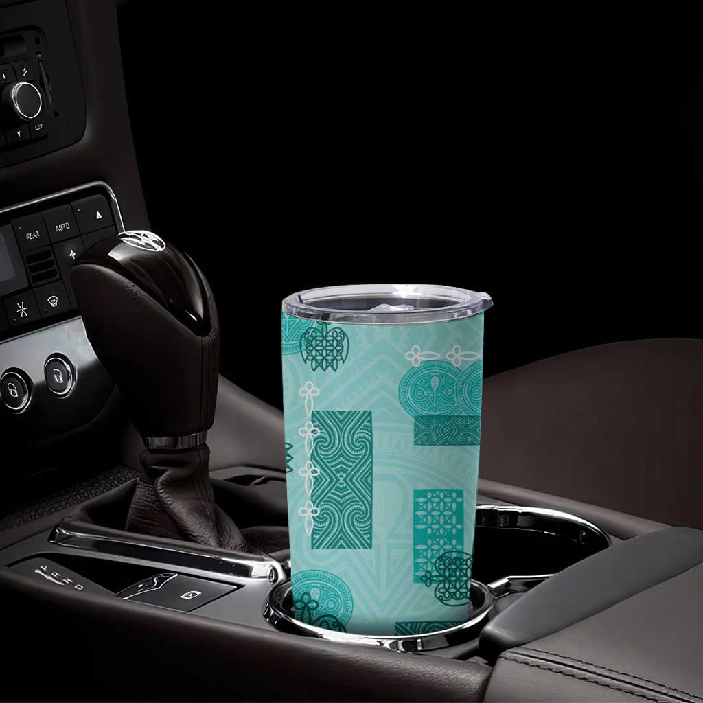 Vintage Lapita Tumbler Cup Iconic Double Face Pattern Turquoise