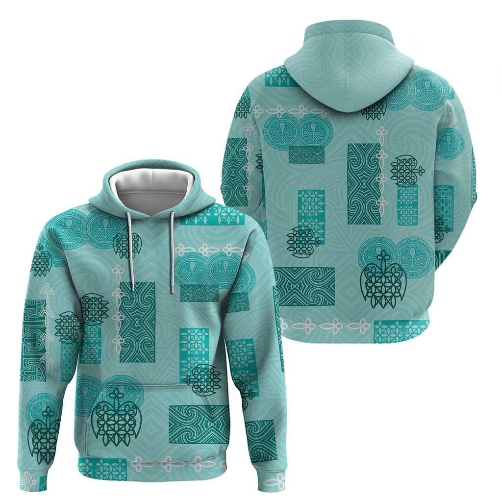 Vintage Lapita Zip Hoodie Iconic Double Face Pattern Turquoise LT05