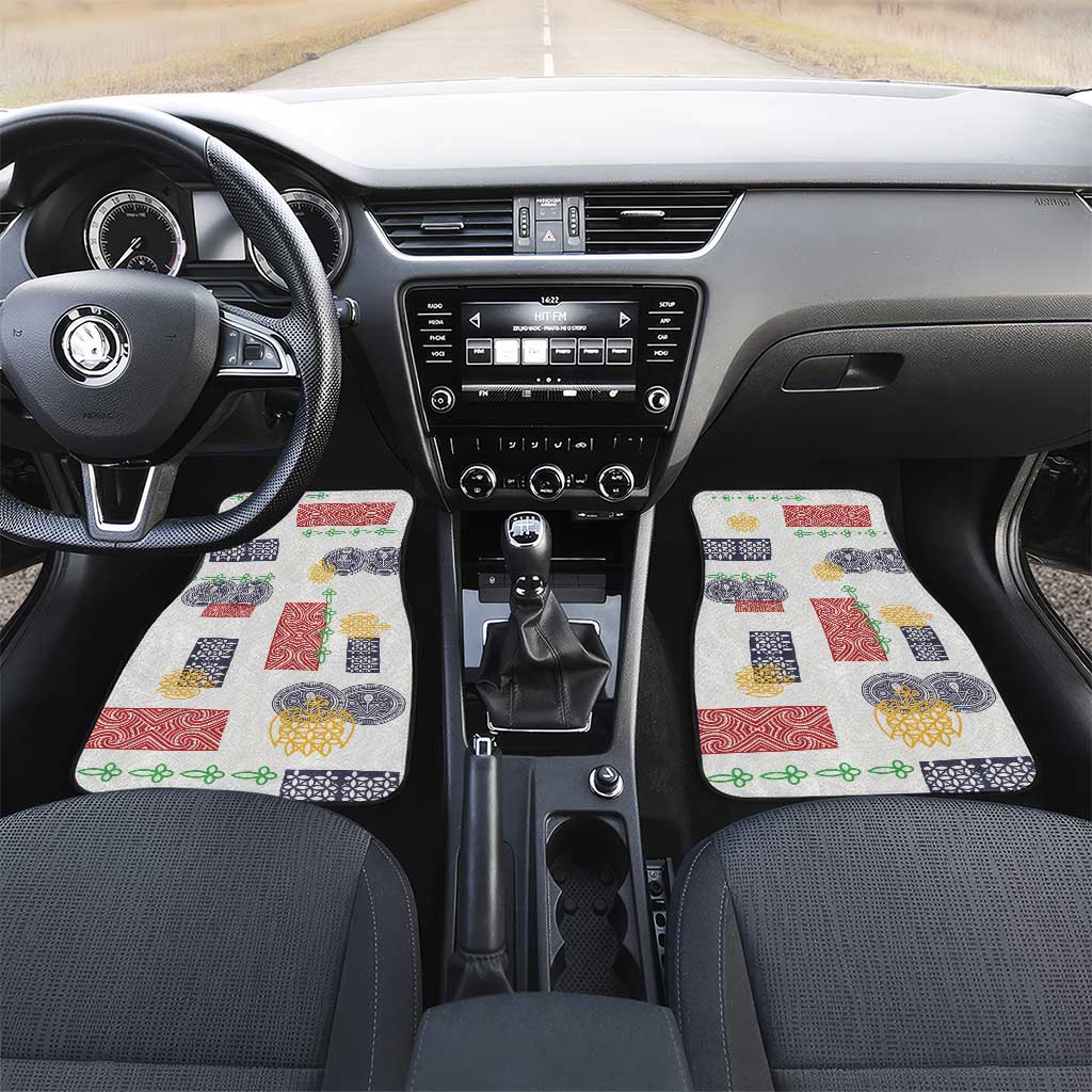 Vintage Lapita Car Mats Iconic Double Face Pattern LT05 Set 2pcs - Front Colorful - Polynesian Pride
