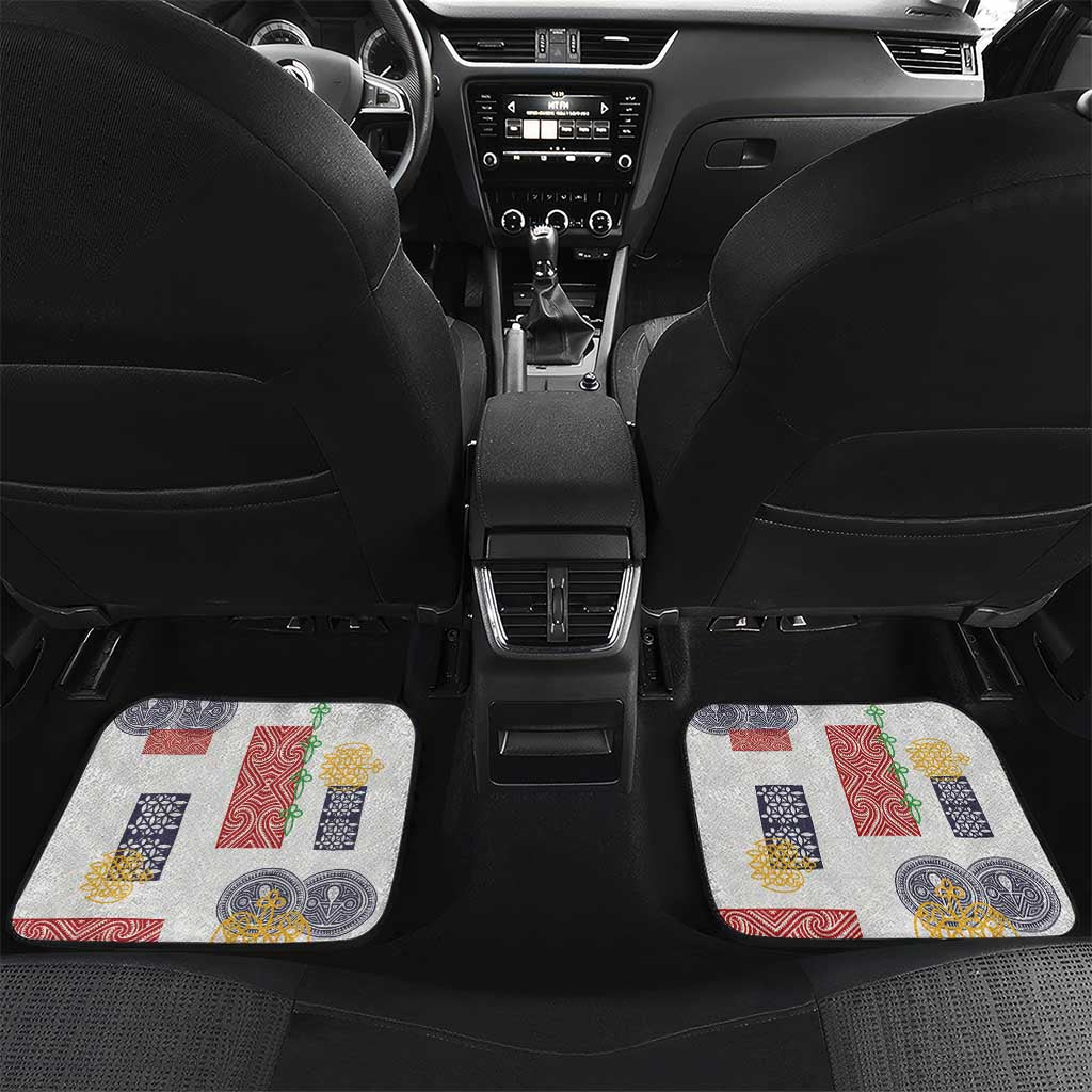 Vintage Lapita Car Mats Iconic Double Face Pattern LT05 Set 2pcs - Back Colorful - Polynesian Pride
