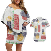 Vintage Lapita Couples Matching Off Shoulder Short Dress and Hawaiian Shirt Iconic Double Face Pattern LT05 Colorful - Polynesian Pride
