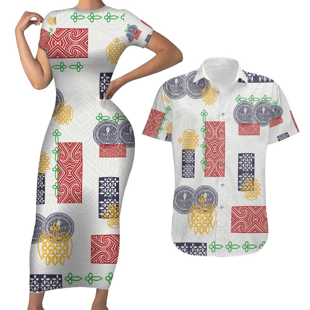 Vintage Lapita Couples Matching Short Sleeve Bodycon Dress and Hawaiian Shirt Iconic Double Face Pattern LT05 Colorful - Polynesian Pride