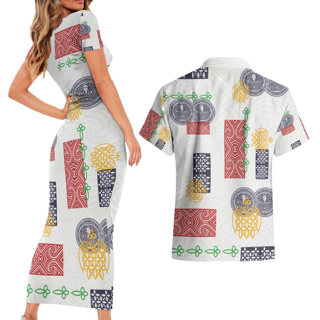 Vintage Lapita Couples Matching Short Sleeve Bodycon Dress and Hawaiian Shirt Iconic Double Face Pattern LT05 - Polynesian Pride