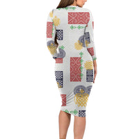 Vintage Lapita Family Matching Long Sleeve Bodycon Dress and Hawaiian Shirt Iconic Double Face Pattern