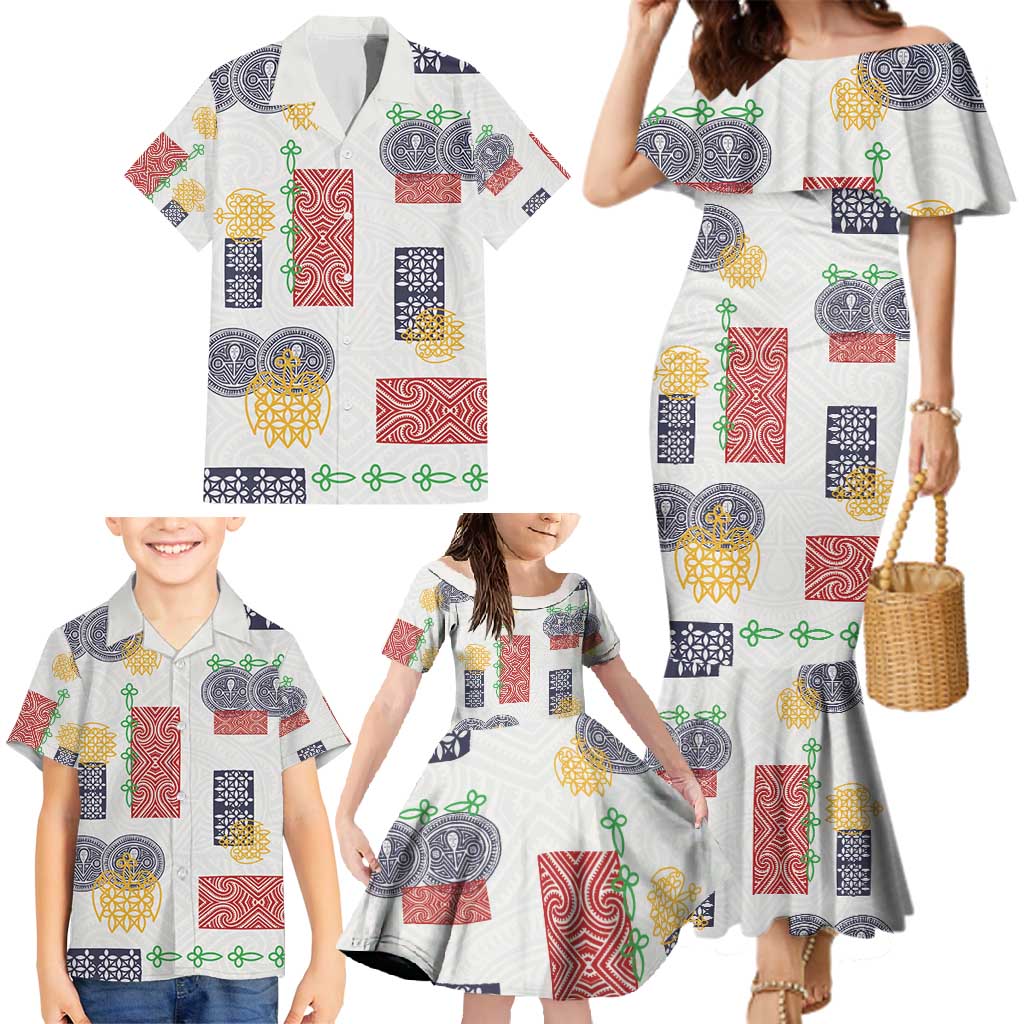 Vintage Lapita Family Matching Mermaid Dress and Hawaiian Shirt Iconic Double Face Pattern