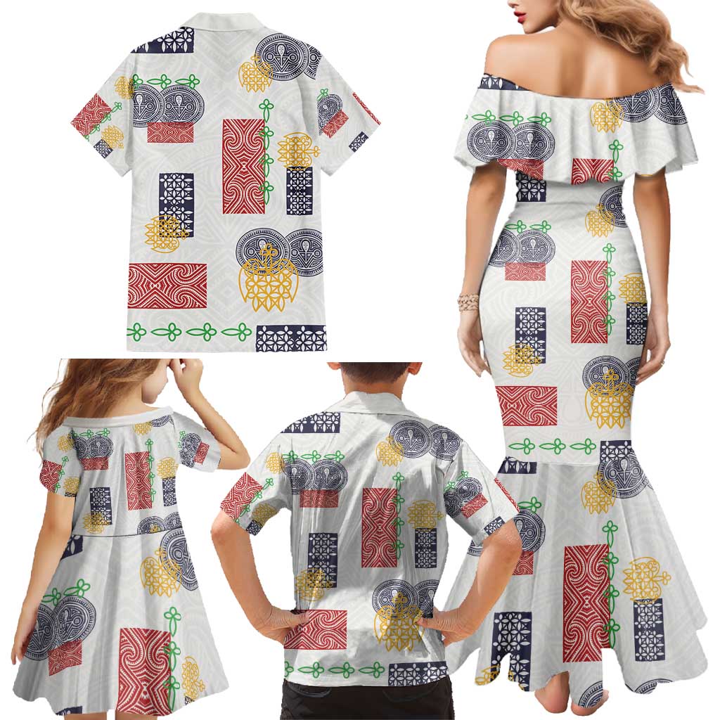 Vintage Lapita Family Matching Mermaid Dress and Hawaiian Shirt Iconic Double Face Pattern