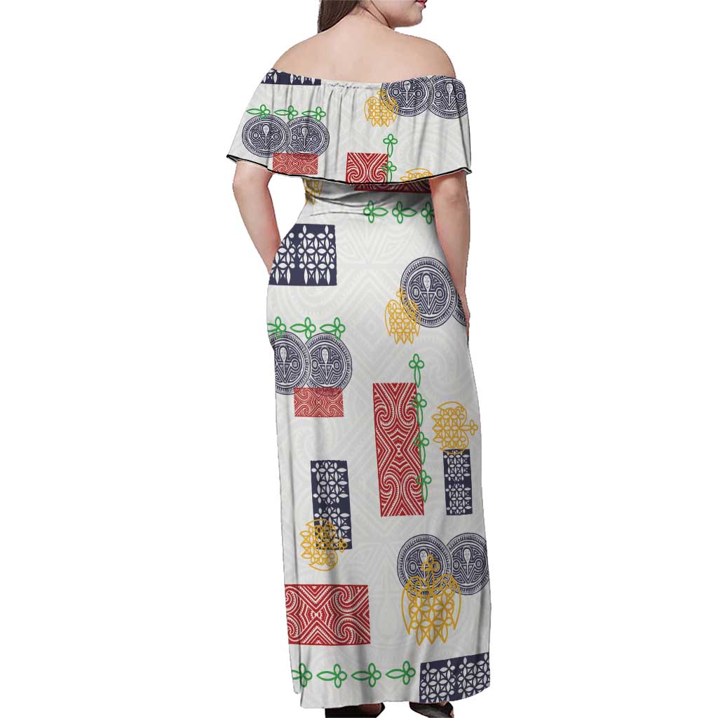 Vintage Lapita Family Matching Off Shoulder Maxi Dress and Hawaiian Shirt Iconic Double Face Pattern