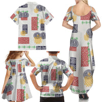 Vintage Lapita Family Matching Summer Maxi Dress and Hawaiian Shirt Iconic Double Face Pattern