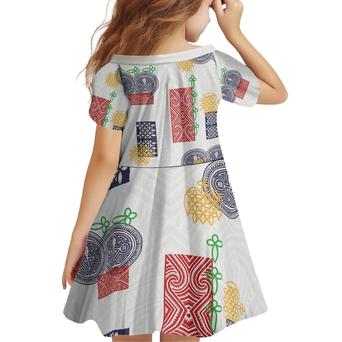 Vintage Lapita Kid Short Sleeve Dress Iconic Double Face Pattern