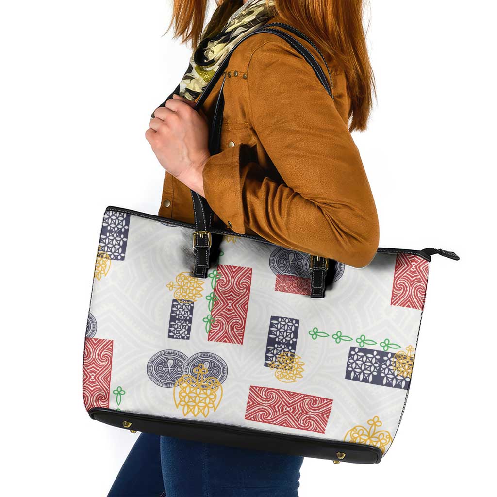 Vintage Lapita Leather Tote Bag Iconic Double Face Pattern