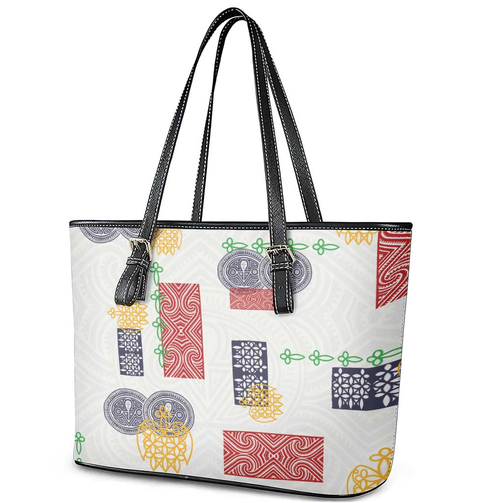 Vintage Lapita Leather Tote Bag Iconic Double Face Pattern