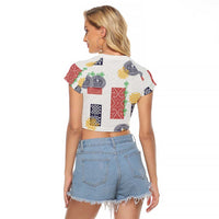 Vintage Lapita Raglan Cropped T Shirt Iconic Double Face Pattern LT05 - Polynesian Pride