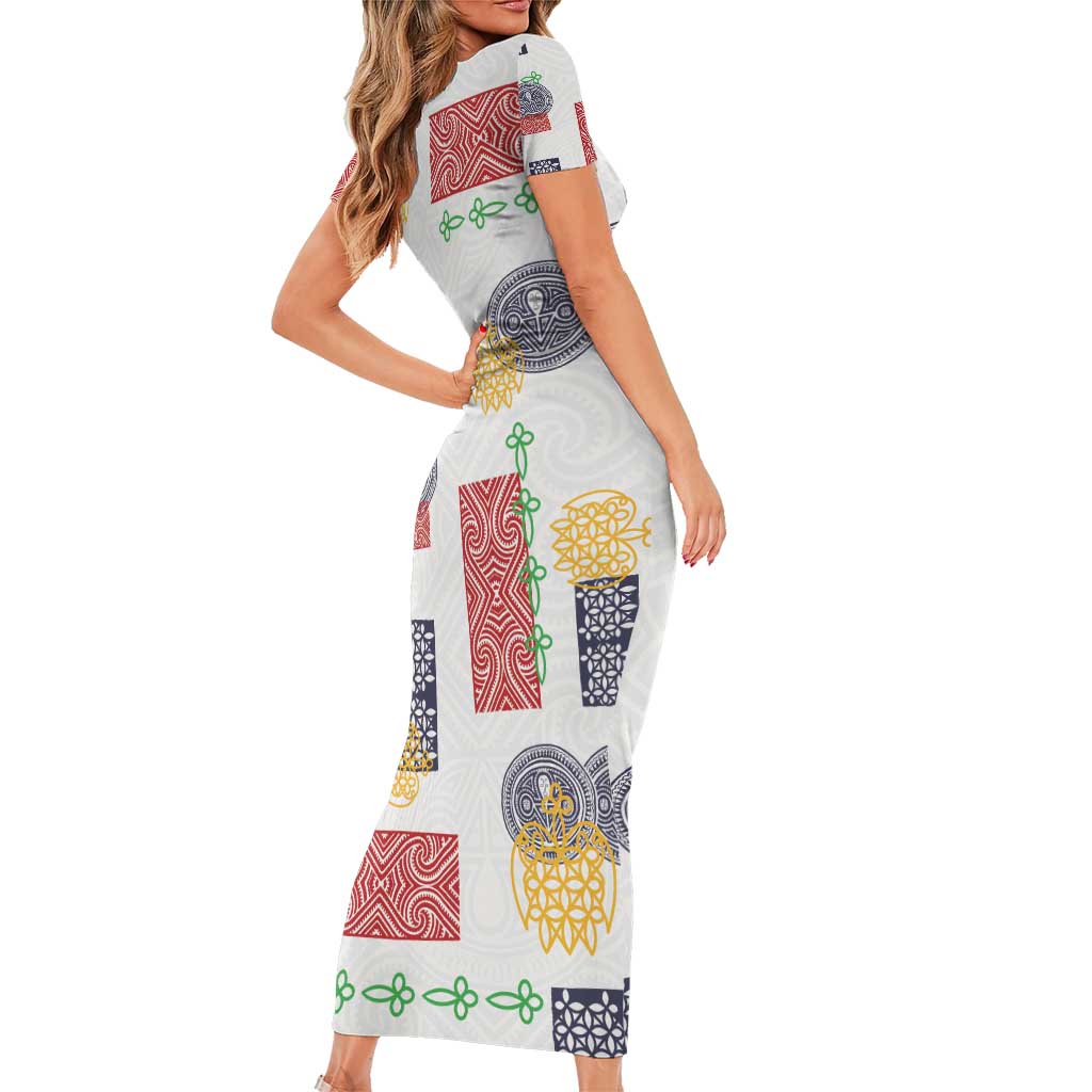 Vintage Lapita Short Sleeve Bodycon Dress Iconic Double Face Pattern