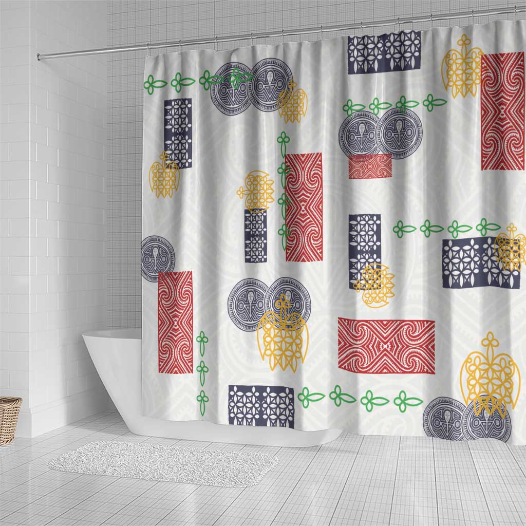 Vintage Lapita Shower Curtain Iconic Double Face Pattern
