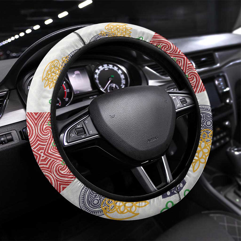 Vintage Lapita Steering Wheel Cover Iconic Double Face Pattern LT05 Universal Fit Colorful - Polynesian Pride