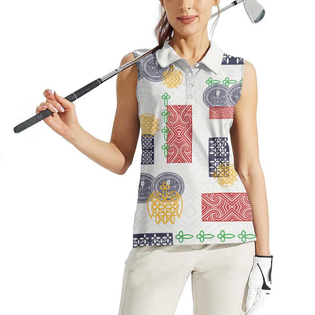 Vintage Lapita Women Sleeveless Polo Shirt Iconic Double Face Pattern