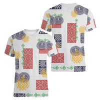 Vintage Lapita Women V-Neck T-Shirt Iconic Double Face Pattern LT05 - Polynesian Pride