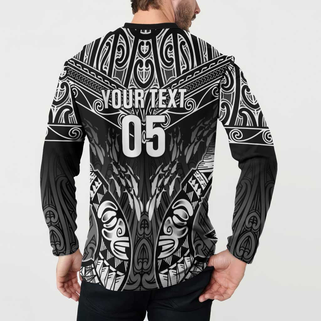 Custom New Zealand Fishing Button Sweatshirt Aotearoa Maori Koru - Polynesian Pride