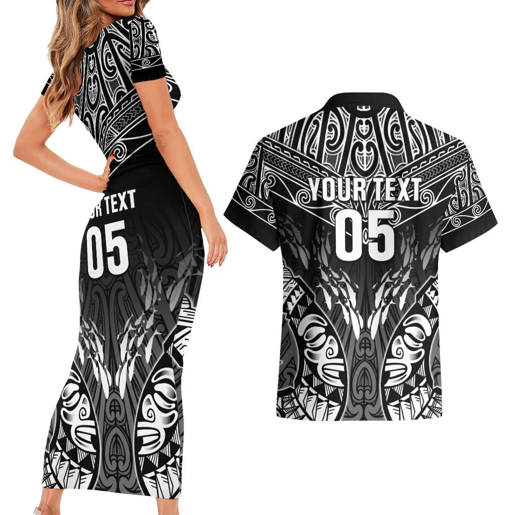 Custom New Zealand Fishing Couples Matching Short Sleeve Bodycon Dress and Hawaiian Shirt Aotearoa Maori Koru - Polynesian Pride