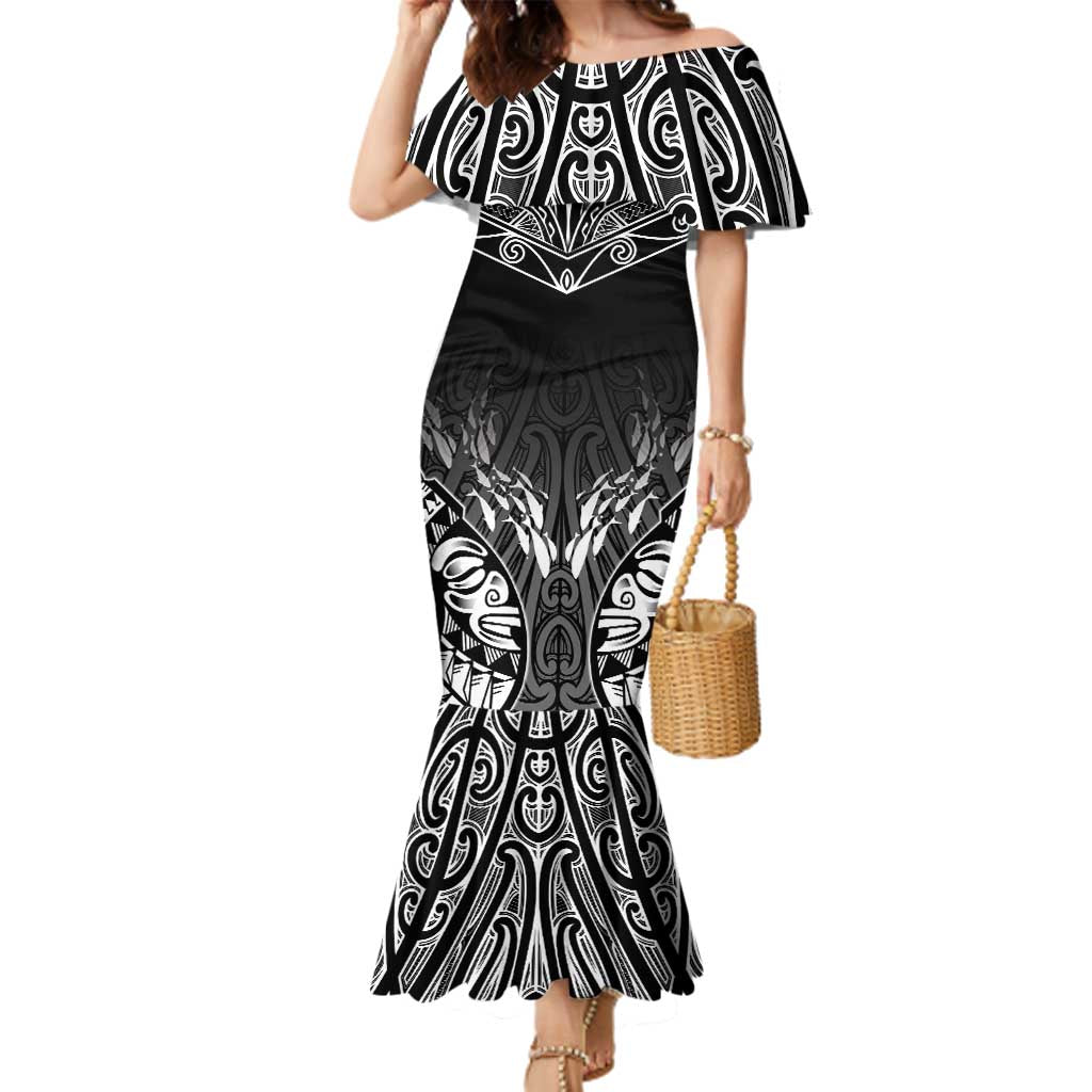 Custom New Zealand Fishing Family Matching Mermaid Dress and Hawaiian Shirt Aotearoa Maori Koru - Polynesian Pride