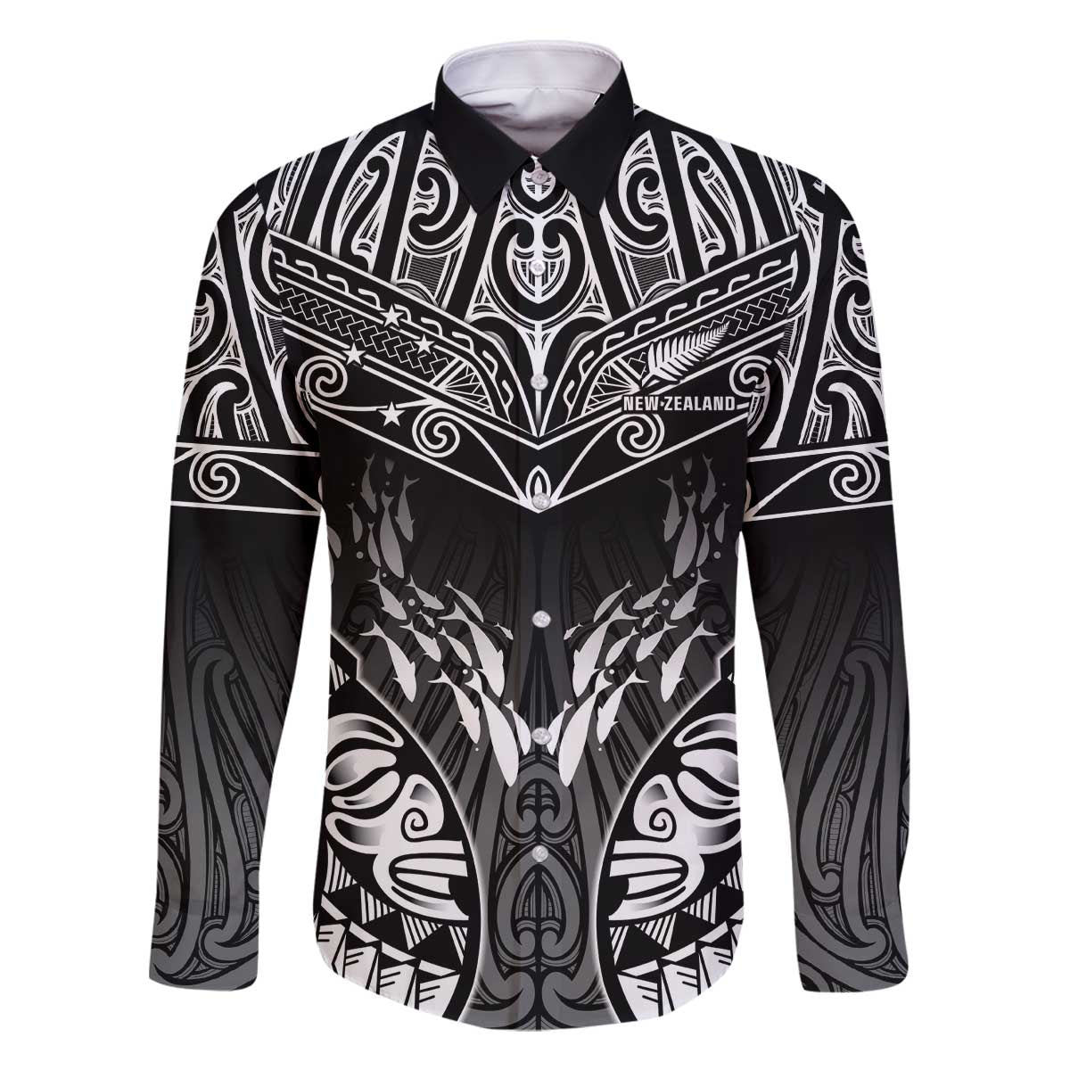 Custom New Zealand Fishing Family Matching Off The Shoulder Long Sleeve Dress and Hawaiian Shirt Aotearoa Maori Koru - Polynesian Pride