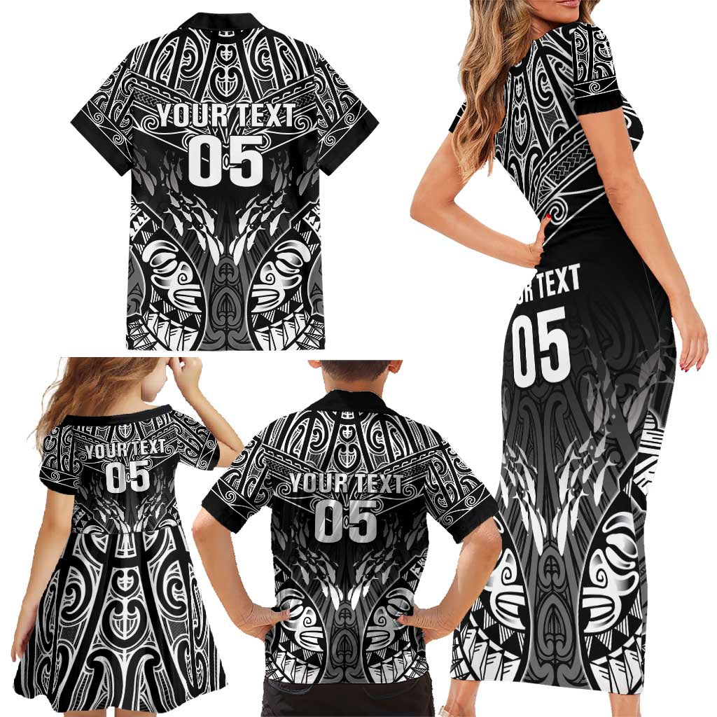Custom New Zealand Fishing Family Matching Short Sleeve Bodycon Dress and Hawaiian Shirt Aotearoa Maori Koru - Polynesian Pride