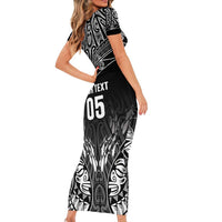 Custom New Zealand Fishing Family Matching Short Sleeve Bodycon Dress and Hawaiian Shirt Aotearoa Maori Koru - Polynesian Pride