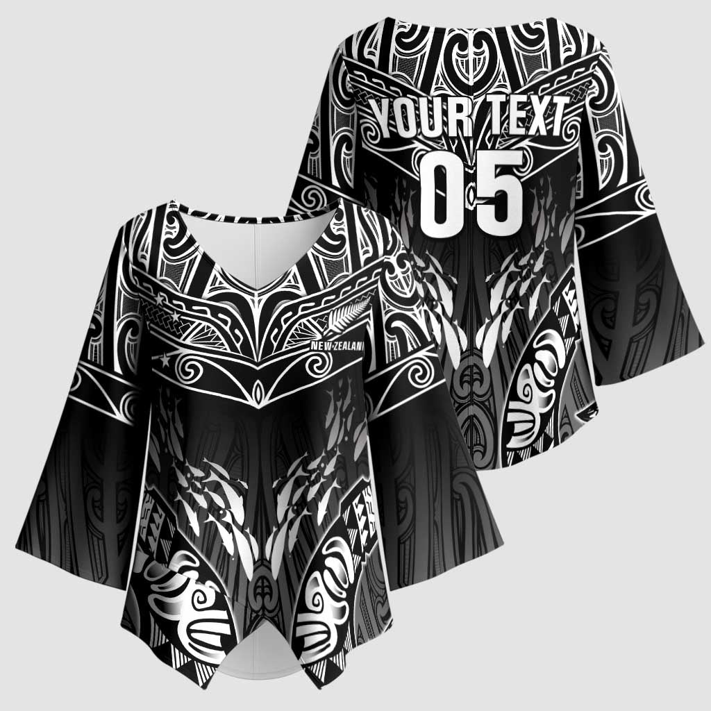 Custom New Zealand Fishing Kimono Sleeve Blouse Aotearoa Maori Koru - Polynesian Pride