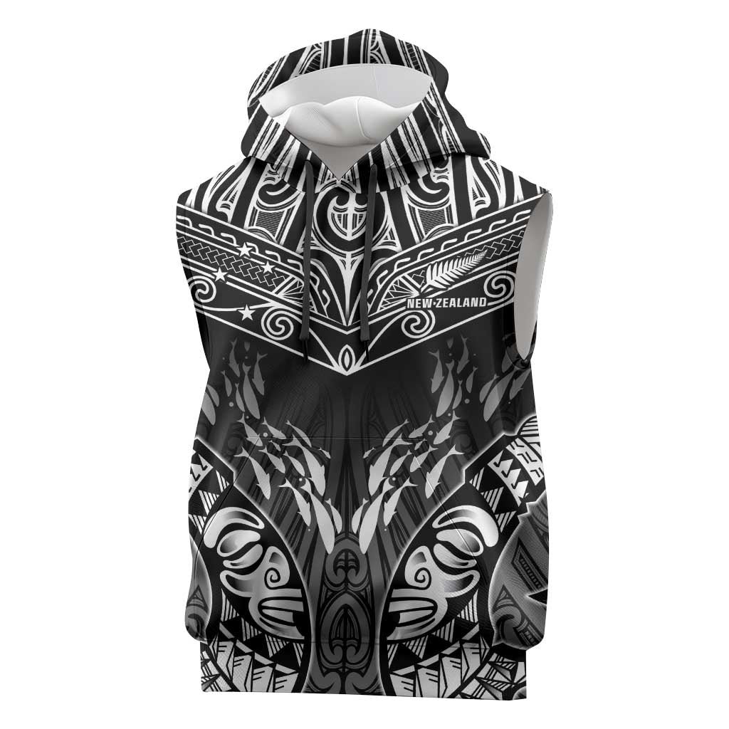 Custom New Zealand Fishing Sleeveless Hoodie Aotearoa Maori Koru - Polynesian Pride