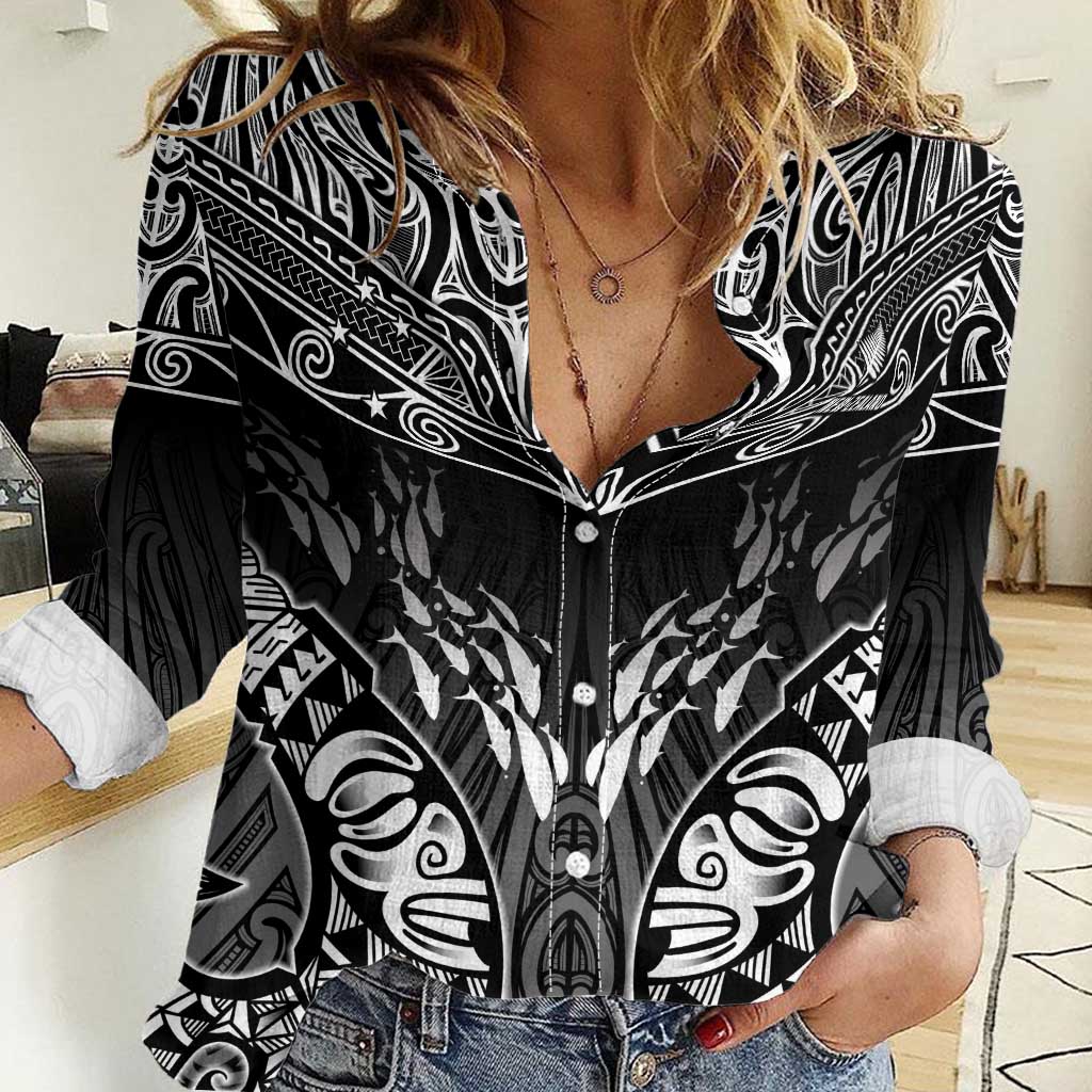 Custom New Zealand Fishing Women Casual Shirt Aotearoa Maori Koru - Polynesian Pride