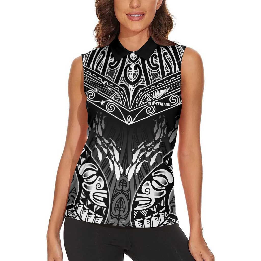 Custom New Zealand Fishing Women Sleeveless Polo Shirt Aotearoa Maori Koru - Polynesian Pride