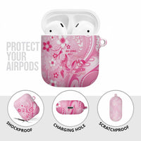 Memorial Pink Breast Cancer Awareness AirPods Case Plumeria Floral Tribal Pattern - Polynesian Pride